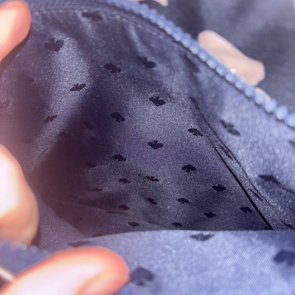 Kate Spade EUC Fabric Navy Tote with Pink Flowers - Picture 8 of 8